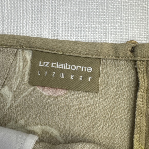 Y2K LIZ CLAIBORNE Women's 12 Rayon Skirt Brown Floral Knee Length Boho Cottage - Picture 6 of 11